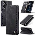 Miniatyrbillede 1 af 5: Til Samsung Galaxy A26 5G Case CASEME 013 Series Kortholder Stativ Læder Telefon Cover - Kaffe Multicolor Black