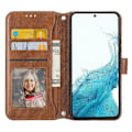 Miniatyrbillede 2 af 5: Til Samsung Galaxy S23 FE Etui Lynlås Pung PU Læder Støtteben Mobiltelefon Cover med 2 Stropper Multicolor Style E