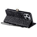 Pikkukuva 4 / 5: Tyyli 016 iPhone 14 Pro Max -kotelolle, ihon tuntuinen toteemikuvioitu lompakkonahkainen puhelinkotelo- Multicolor Black