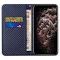 Miniatyrbillede 2 af 5: Til iPhone 15 Pro Max Kulfibertekstur PU Læder+TPU Wallet Case Foldbart Stativ Telefon Cover Multicolor Style B
