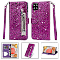 Miniatyrbillede 1 af 5: Flash Powder Lynlåslommepung Flip Læder Telefon Cover med Rem til Samsung Galaxy A12 Multicolor Style C