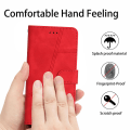 Miniatyrbillede 5 af 5: Til Iphone 15 Skin-touch Linjer Præget Telefon Cover Retro Wallet Pu Læder Cover Med Støttefod Red