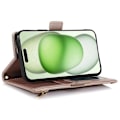 Miniatyrbild 3 av 5: Fodral till iPhone 15 Plus med dragkedjeficka, PU-läder med litchistruktur och rem Multicolor Style C