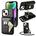 Pikkukuva 1 / 5: Korttipaikallinen puhelinjalustakotelo iPhone 15:lle, vetoketjutasku PU-nahkapäällysteinen TPU-suojus Multicolor Style C