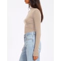 Miniatyrbillede 3 af 5: Dame Turtleneck Langærmet Trøjer Efterårsmode Basic Lagdeling Slim Fit Blød Termisk Undertøj Toppe Beige X-Large