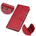 Miniatyrbillede 5 af 5: Til Xiaomi Poco C75 4G/Redmi 14R 5G/14C 4G Stand Wallet Case Ko Læder Tekstur Læder Telefon Cover Multicolor Red