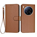 Miniatyrbillede 1 af 5: For TECNO Camon 40 Premier 5G Wallet Etui med Rem Kulfibertekstur Læder Mobilcover Multicolor Coffee
