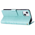Miniatyrbild 4 av 5: För Iphone 15 Plus Pu Läder Cover Phone case Imprinted Butterflies Shell Stand with rem Baby Blue
