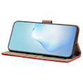 Miniatyrbillede 3 af 5: Retro PU læder wallet cover til Iphone 15 Pro - Hudvenlige linjer præget telefoncover med stativ Red