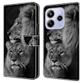 Pikkukuva 1 / 5: Xiaomi Redmi Note 14 5G Kotelo Magneettilukolla 3D Kuvio Nahkainen Lompakko Puhelinkotelo Multicolor Couple Lions