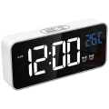 Miniatyrbillede 3 af 5: Stort digitalt vækkeur til synshandicappede - Stort elektrisk ur til soveværelset, Jumbo nummerdisplay, Fuldt dæmpbar lysstyrke, USB-porte White