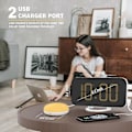 Miniatyrbillede 5 af 5: Højlydt Digitalt Vækkeur Til Tunge Sovere Voksne Med Sengeryster, 2 Usb Oplader, Justerbart Led Lys