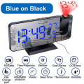 Miniatyrbillede 2 af 5: LED Digital Projektions Vækkeur Elektronisk Vækkeur Med Projektion FM Radio Tids Projektor Soveværelse Seng Mute Ur Blue on Black A