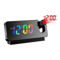 Miniatyrbillede 1 af 5: 180° Roterende Projektions Vækkeur Til Soveværelse LED Farverig Digital Projektion På Loft USB Cha