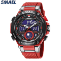 Miniatyrbild 1 av 5: Quartz Armbandsur Sport Smael Military Army Clock Alarm Dual Display Led Electronic Watch 8069 Vattentäta klockor för män RED