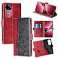 Miniatyrbillede 1 af 5: Kontrastfarvet tegnebog i læder til vivo V50 5G Multicolor Black + Red