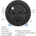 Miniatyrbild 5 av 5: Himmelsblå analog väckarklocka, 10 cm icke-tickande supertyst liten klocka med nattljus, batteridriven, enkel design, för sovrum, säng, kontor
