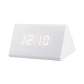 Miniatyrbild 1 av 5: Digital trä USB LED Nattljus Väckarklocka Termometer Display Timepiece WhitewoodWhite
