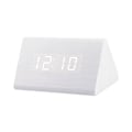 Miniatyrbillede 1 af 5: Digitalt Træ USB LED Natlys Vækkeur Termometer Display Ur WhitewoodWhite