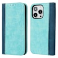 Miniatyrbild 1 av 5: För iPhone 15 Pro Tvåfärgad Splitsad PU Läder Telefonfodral Stöd Stativ Plånboksfodral Multicolor Style F
