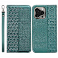 Miniatyrbild 1 av 5: Plånboksfodral för iPhone 16 Pro Max Stark Magnetisk Rutmönstrad Präglad Läder Flip Cover Multicolor Green