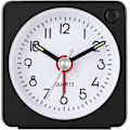 Miniatyrbillede 1 af 5: Rejse Analog Vækkeur, Ultra Lille Ur Med Snooze Og Lysfunktion, Super Stille (sort)