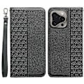 Miniatyrbild 1 av 5: Plånboksfodral för iPhone 16 Pro Stark Magnetisk Rutmönstrad Präglad Läder Flip Cover Multicolor Black