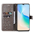 Miniatyrbillede 2 af 5: KT Imprinting Flower Series-2 til vivo Y76 5G PU Læder Bog Stand Case med Præget Sommerfugl