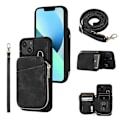 Pikkukuva 1 / 5: iPhone 13 Vetoketjullinen Lompakkokotelo Jalustalla PU-nahka+TPU Suojakuori Multicolor Style A