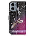 Pikkukuva 5 / 5: Motorola Moto E15 4G/G05 4G -kotelo, kuvioitu PU-nahkainen lompakkokotelo, ristikkäinen tekstuuri - Panda Multicolor Dragonfly