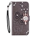 Miniatyrbillede 4 af 5: Til Samsung Galaxy A26 5G Wallet Case Ugle Blomst Præget Rhinestone Læder Cover Multicolor Style F