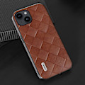 Miniatyrbild 3 av 5: För Iphone 15 Plus Pu Läderbelagd Pc+tpu Phone case Grid Texture Cover Brown