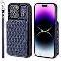 Miniatyrbild 1 av 5: Phone case för Iphone 15 Pro Max Rfid Blocking Pu Läderbelagd TPU-skal med handledsrem Blue