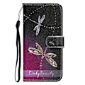 Pikkukuva 4 / 5: Motorola Moto E15 4G/G05 4G -kotelo, kuvioitu PU-nahkainen lompakkokotelo, ristikkäinen tekstuuri - Panda Multicolor Dragonfly