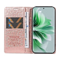 Miniatyrbild 2 av 5: YIKATU YK-006 Mobilskal för Oppo Reno11 5G, Litchi-texturerat PU-läder, Ställ, Plånboksfodral Multicolor Rose Gold