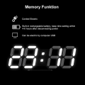 Miniatyrbillede 5 af 5: Sort 3D LED Digital Væg Ur Stort Lysende Vækkeur Lydløs Snooze Funktion Justerbar Lysstyrke