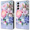 Miniatyrbillede 1 af 5: Til Samsung Galaxy A55 5G Mobiltelefon Etui Trykt 3D Mønster Stativ Læder Cover Multicolor Colorful Flower