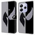 Pikkukuva 1 / 5: Xiaomi Redmi Note 14 5G Kotelo Magneettilukolla 3D Kuvio Nahkainen Lompakko Puhelinkotelo Multicolor Black/White Wings