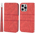 Miniatyrbilde 1 av 5: For iPhone 15 Pro Max Deksel Preget Lær Stativ Støtsikkert Telefondeksel med Stropp Multicolor Style E