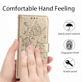 Miniatyrbillede 4 af 5: For iPhone 16 Pro Max Wallet Case Rose Mønster Præget Læder Flip Stand Telefon Cover Multicolor Gold