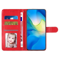 Miniatyrbillede 2 af 5: Stødsikkert Rhombus Syning Læder Etui med Pung og Støttefod til iPhone 15 Pro Red