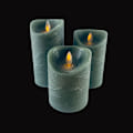 Miniatyrbild 9 av 11: LED blockljus - rustikt - 3 st. - 10/12,5/15 cm - med 3D-låga - (flera färger) Svart
