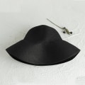 Miniatyrbillede 4 af 4: Kvinde Sommer Solhat Store Skygge Strand Japansk Hepburn Stil Ferie Fold Fisker Cap Temperament Flad, Sort