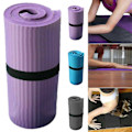 Miniatyrbillede 2 af 4: Yoga Pilates måtte Tyk træningsgymnastik Skridsikker træningsmåtte 15 mm Fitness Blå Blue