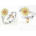 Miniatyrbillede 2 af 5: 2 stk. Angst Ring til Kvinder Sterling Sølv Stemningsringe Butterfly Blomst Fidget Spinner Ring