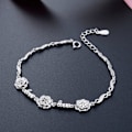 Miniatyrbild 1 av 3: Silverarmband för kvinnor, S925 silverarmband utsökt blomma kärleksbrev vänskapsarmband justerbar charm smycke present