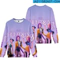 Kpop Devil Hunter T-skjorte for barn, rund hals, lilla, størrelse MM M