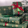 Julklappspapper 70x50 Julklappspapper Ark 5 med band, Julklappar, Julklappspapper Förpackningsmaterial Grönt presentpapper