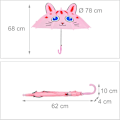 Miniatyrbilde 3 av 6: Barneparasoll, 3D Katt Design, for Jenter, Ø 78 cm, Nyhet Regnbeskyttelse, Liten Parasoll, Utendørs, Rosa