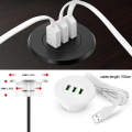 Miniatyrbild 5 av 10: 3-portars USB-skrivbordsladdare Skrivbordsladdningsstation monteras på 2,0\"/50 mm genomgående hål med adapter och 1,5 m ström White